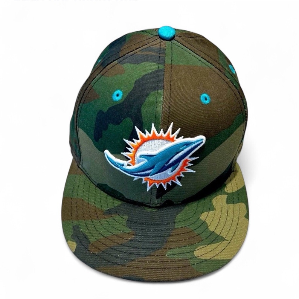 Miami Dolphins New Era 59FIFTY Camo Fitted Hat NFL Football Cap Size 7 55cm